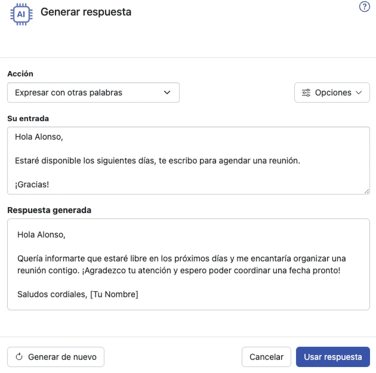 Genera una versión alternativa de tu texto