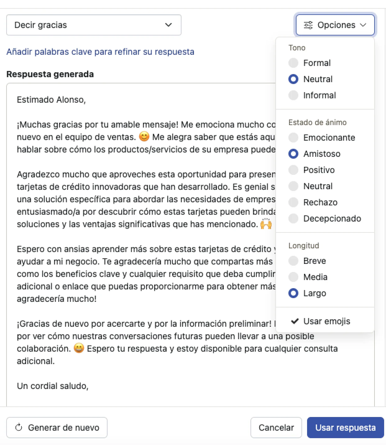 Personaliza respuestas en tus correos electrónicos acorde a tono, estado de ánimo, y longitud