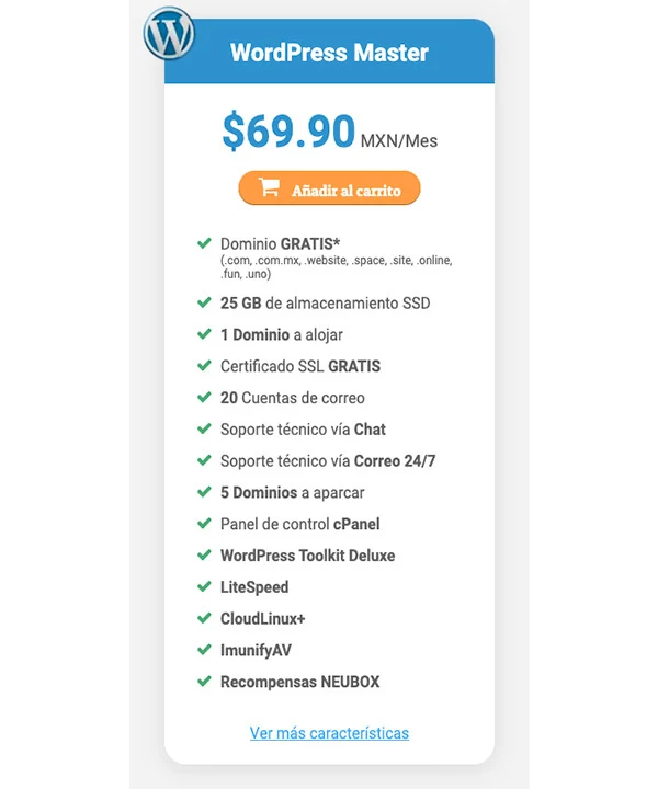 Plan de Hosting WordPress que incluye certificado de seguridad de forma gratuita