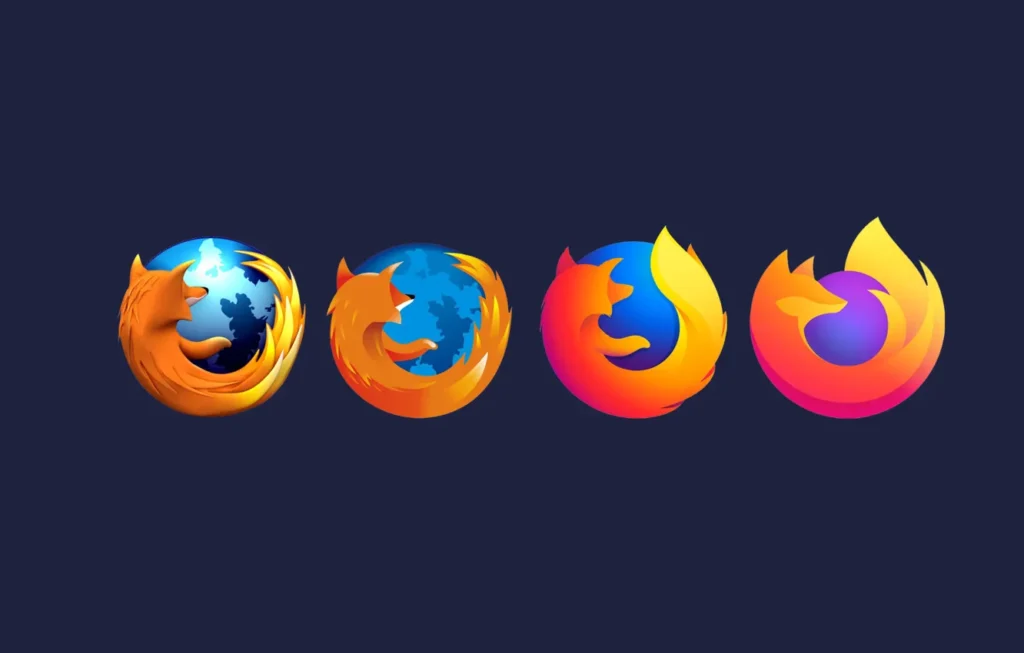 evolución de logo firefox