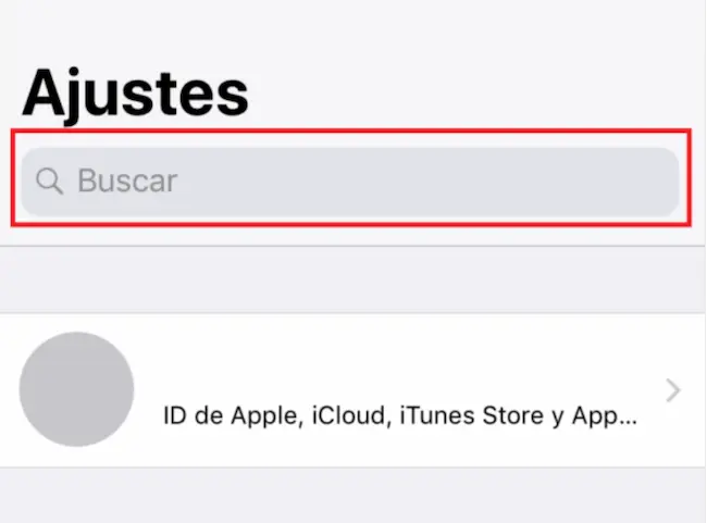 Pantalla de Ajustes del iPhone