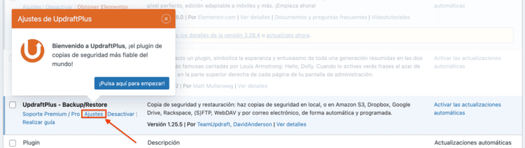 Ajustes del plugin