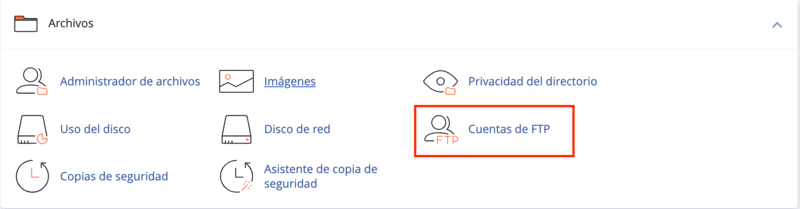 Cuentas FTP en cPanel