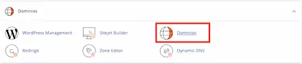 Sección Dominios dentro de cPanel